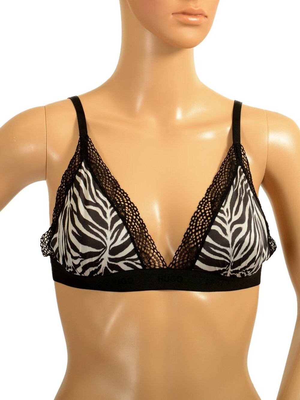 Hugo Boss Women's "Triangle Zebra" Lace Trimmed Bralette Bra US XL IT 46